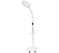 WDSOPK Foldable 16X Magnifying Glass Light, Height Adjustable Gofloor Standing Lig Lamp, Wheel Rolling Base Magnifier Lamp for Reading Skin Care Beauty Salons Manicure Tattoo(1 To 30)