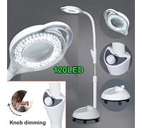 WDSOPK Foldable 8X Magnifying Glass Light, Height Adjustable Gofloor Standing Lig Lamp, Wheel Rolling Base Magnifier Lamp for Reading Skin Care Beauty Salons Manic(1 To 50)
