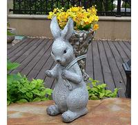 WDSOPK Garden Statues Garden Statues Decor Yard Art Animal Sculptures, Outdoor Statues Outdoor Rabbit Back Basket Flower Pot, Animal Floor Statues in The Courtyard of The Villa,(B-2)