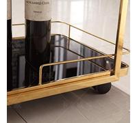 WDSOPK Hotel Service Cart, Hotel Trolley Drinks Trolley Rolling Cart Delivery Car Tempered Glass Wine Cart Silent Mobile Dining Car Stainless Steel