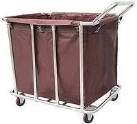 WDSOPK Large Movable Trolleys, Household Serving Cart Laundry Sorter Cart Home 1 Bag with Handle, Home Laundry Room Clothes Hamper with Rolling(Brown-8 Tube)