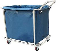 WDSOPK Large Movable Trolleys, Household Serving Cart Laundry Sorter Cart Home 1 Bag with Handle, Home Laundry Room Clothes Hamper with Rolling(Blue-4 Tube)