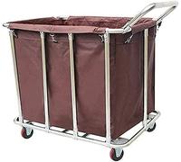 WDSOPK Large Movable Trolleys, Household Serving Cart Laundry Sorter Cart Home 1 Bag with Handle, Home Laundry Room Clothes Hamper with Rolling(Brown-10 Tube)