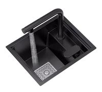 WDSOPK Lavello Invisibile in Acciaio Inox con Coperchio del Rubinetto Estraibile E Sollevabile,Filtro A Doppio Strato per Cucina,Studio E Bar.(Acciaio Nero - 32 * 39 * 22,5 Cm)