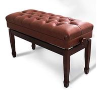 WDSOPK Leather Piano Bench Piano Bench with Storage Double Duet Piano Stool Pu Cushion Classic Style 50-60Cm/Brown(Brown)