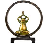 WDSOPK Meditation Yoga Frog Statue, Resin Yoga Pose Zen Statue Sculpture for Indoor Home Decor(C-26.5 * 23.3Cm)