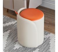 WDSOPK Modern Round Leather Ottoman with Padded Seat Entryway Small Footrest Stool for Makeup Room Living Room Bedroom Vanity Chair Multifunctional Foot Stools