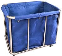 WDSOPK Movable Trolleys Laundry Basket Trolley Household Rolling Laundry Sorter with Large Bags Canvas Laundry Hamper Cart Heavy-Duty Metal Laundry,Blue(Blue)