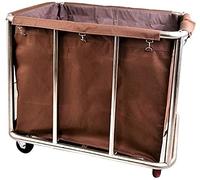 WDSOPK Movable Trolleys Removable Bags with Laundry Basket Rolling Laundry Sorter Stainless Steel Laundry Cart Hamper for Hotel/Home Storage Trolle,Brown(Brown)