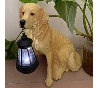 WDSOPK Outdoor Solar Statue, Polyresin Dog Statue, Garden Statues, Outdoor Statues, Garden Ornaments, Yard Statue for Home,281829Cm Gift