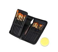 WDSOPK Paintbrush,15 PCS Paint Brush Set Oil Watercolor Gouache Painting Pop-Up Carrying Case Palette Knife And Sponge Art Supplies Stationery