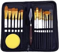WDSOPK Paintbrush,15Pcs Artist Painting Brush Set Wood Handles Paint Brushes Hair with Free Painting Knife&Sponge Body Paint S Oil Painting