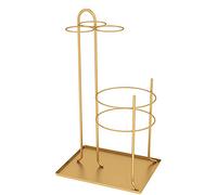 WDSOPK Portaombrelli In Stile Moderno, Ad Asciugatura Rapida, In Ferro, Con Design A Recinzione Alta, Portatile, In Metallo, Per Ombrelli Con Manico Lungo E Corto.（Gold）