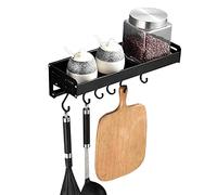 WDSOPK Pot Pan Rack Blackkitchen Wall Storage Adhesive Spice Rack No Drill Wall Mounted Space Aluminum For Bathroom Toilet,A60Cm(B30Cm