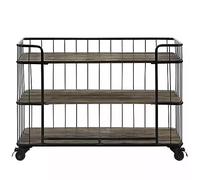 WDSOPK Serving Cart with 3 Tier Shelves,Industrial Kitchen Cart On Wheels,Heightened Edges,Metal Trolley Rolling Bar Cart,for Dining Room,Laundry Room,And Bathroom(Black-100X40X90Cm)