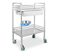 WDSOPK Serving Trolley, Stainless Steel Utility Rolling Cart, 2 Tier with Drawer Utility Service Cart, Detachable Catetrolley, Storage Trolley Cart with Locking Wheels(B-81 * 50 * 91Cm)