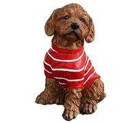 WDSOPK Simulation Dog Figurines, Garden Animal Outdoor Ornaments, Memorial Dog Decor Statue, Resin Sculpture Waterproof, Decorated in Grass Terrace Step,Teddy A Gift(Teddy B)
