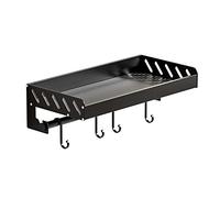 WDSOPK Spice Rack Black Kitchen Hanging Rack Adhesive Seasoning Rack No Drill Wall Mounted Space Aluminum for Kitchen And Bathroom,A1 Pack 40Cm(Black-C1 Layer 30Cm