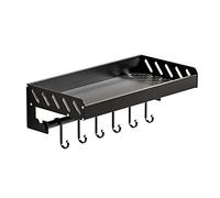 WDSOPK Spice Rack Black Kitchen Hanging Rack Adhesive Seasoning Rack No Drill Wall Mounted Space Aluminum for Kitchen And Bathroom,A1 Pack 40Cm(Black-C1 Layer 40Cm