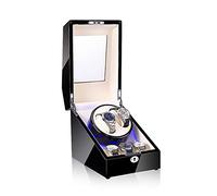 WDSOPK Spinner Winding Box Watch Winders - 3+2 Mechanical Watch Shaker LED Automatic Winding Box Household Mute Anti-Magnetic Electric Motor Box Watch Storage Display Box Open L(Black-64X26X21.3Cm)