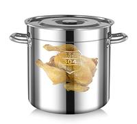 WDSOPK Stockpots 304 Stainless Steel Bucket Soup Pot, Thickened Food Grade, Vertical Lid, Large Capacity, Easy To Clean, Suitable for all Stove(Onecolor-25 * 25)