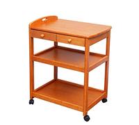 WDSOPK Trolleys,Multifunction Trolley,Portable Recycling Vehicles,Service Cart 3 Tier Serving with Drawer Bar Wine Kitchen Island Storage Cart with,Brown(Honey Color)
