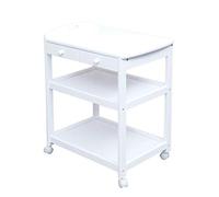 WDSOPK Trolleys,Multifunction Trolley,Portable Recycling Vehicles,Service Cart 3 Tier Serving with Drawer Bar Wine Kitchen Island Storage Cart with,Brown(White)