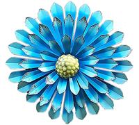 WDSOPK Wall-Mounted Wrought Iron Flower Pendant Outdoor Garden Grass Wall Flower Statue Decoration Ornaments(Blue)