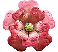 WDSOPK Wall-Mounted Wrought Iron Flower Pendant Outdoor Garden Grass Wall Flower Statue Decoration Ornaments(Pink)