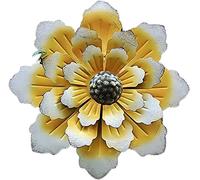 WDSOPK Wall-Mounted Wrought Iron Flower Pendant Outdoor Garden Grass Wall Flower Statue Decoration Ornaments(Light Yellow)