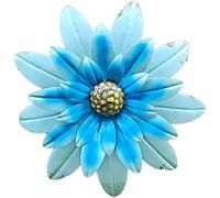 WDSOPK Wall-Mounted Wrought Iron Flower Pendant Outdoor Garden Grass Wall Flower Statue Decoration Ornaments(Light Blue)