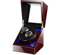 WDSOPK Watch Winders Box Automatic Double Watch Winders Box with LED Light Quiet Motors Piano Paint Fit Women Men Watches AC Adapter Or Battery Powered Accessories Display Box(Wood+Black-8+5)