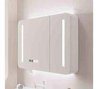 WDSOPK White Farmhouse Bathroom Wall Cabinet with Mirror And Storage Shelf Over Toilet Storage Cabinet for Bathroom Nization Wall Mounted Cupboard with Mirrored Doors 80X12(White-70X13X70Cm)