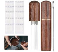 Wdt Tool - Accessorio per caffè espresso Barista, con ago per caffè, distributore di caffè, distributore di caffè, 6 aghi, con ago per latte e filtro per caffè (marrone chiaro)