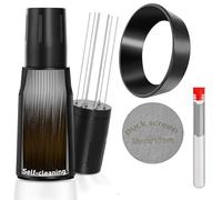 WDT Tool Distributore Espresso Kit di accessori e 1,7 mm di spessore 150μm Mesh Puck Screen & 8 magneti anello dosatore compatibile con Portafilter (WDT +58MM anello di dosaggio nero e schermo a disco
