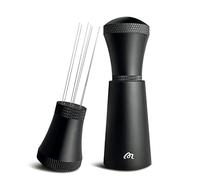 Wdt Tool, strumento Wdt in lega di alluminio per caffè espresso con supporto, spessore 0,3 mm, in acciaio inox, 7 aghi, distributore di caffè per barista, nero (3 aghi di ricambio)