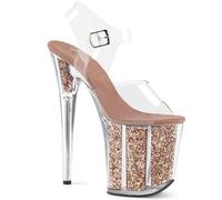 WDUDSUDUW 7.9In Piattaforma Lampeggiante Trasparente Tstiletto Tacchi Molto Alti Sandali/Tacco Alto Pole Dancing Modello Catwalk Sandali, Golda, 39.5 EU