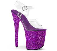 WDUDSUDUW 7.9In Piattaforma Lampeggiante Trasparente Tstiletto Tacchi Molto Alti Sandali/Tacco Alto Pole Dancing Modello Catwalk Sandali, Viola Lucido, 39.5 EU