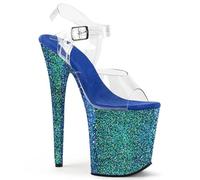 WDUDSUDUW 7.9In Piattaforma Lampeggiante Trasparente Tstiletto Tacchi Molto Alti Sandali/Tacco Alto Pole Dancing Modello Catwalk Sandali, Blu Lucido, 39.5 EU