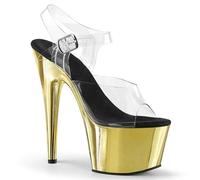 WDUDSUDUW 7.9In Piattaforma Lampeggiante Trasparente Tstiletto Tacchi Molto Alti Sandali/Tacco Alto Pole Dancing Modello Catwalk Sandali, Oro, 39.5 EU
