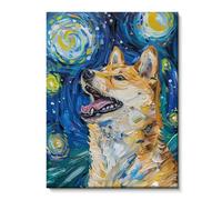 WDUDSUDUW Cucciolo e Gattino Dipinto a spruzzo Olio Dipinto di Olio Adatto per Soggiorno, Sala da Pranzo e Decorazione della Camera da Letto,Shiba Inu,30cm*40cm