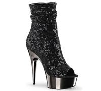 WDUDSUDUW Stivaletti da Donna con Tacco A Spillo E Glitter Scintillanti, Eleganti, con Punta Aperta, Stivaletti Bassi alla Caviglia, per Feste, Balli, Discoteche,Nero,41 EU