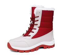 WDUDSUDUW Stivali da neve da donna, invernali, foderati in pelliccia, caldi, per donne, impermeabili, comodi, antiscivolo, Rosso, 39 EU