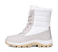 WDUDSUDUW Stivali da neve da donna, invernali, foderati in pelliccia, caldi, per donne, impermeabili, comodi, antiscivolo, bianco, 38.5 EU