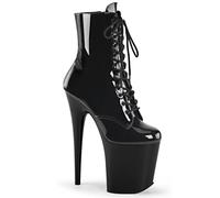 WDUDSUDUW Tacchi Alti Sexy da Donna, Stivali Bassi con Plateau A Spillo da 20 Cm, Scarpe da Pole Dance in Pelle Lucida,Nero,40 EU