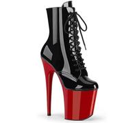 WDUDSUDUW Tacchi Alti Sexy da Donna, Stivali Bassi con Plateau A Spillo da 20 Cm, Scarpe da Pole Dance in Pelle Lucida,Black And Red,36 EU