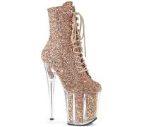 WDUDSUDUW Tacchi Alti Sexy da Donna, Stivali Bassi con Plateau A Spillo da 20 Cm, Scarpe da Pole Dance in Pelle Lucida,Rose Gold,40 EU