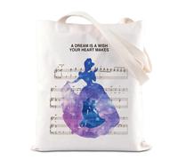 WDW - Borsa a tracolla ispirata alle principesse con spartiti musicali, idea regalo per il regno, con scritta "A Dream Is A Wish Your Heart Makes", A Dream Tote, 35*40cm