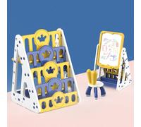 WDW Libreria 4 IN 1 Bambini Contenitore di Plastica Disegno Bianco Tavola +