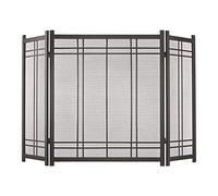 WDWDW Parascintille a 3 Pannelli, Pannello parascintille per Camino in Ferro, Rete Metallica di Sicurezza per Legna per Interni/Esterni, Finitura Nera